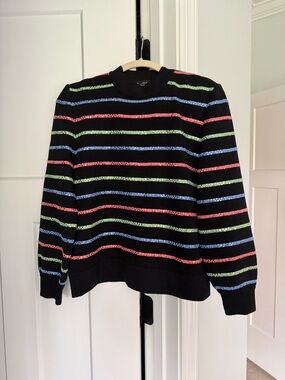 St. John Evening Black Striped‎ Sweater Multicolor Shimmer Stripes Wool